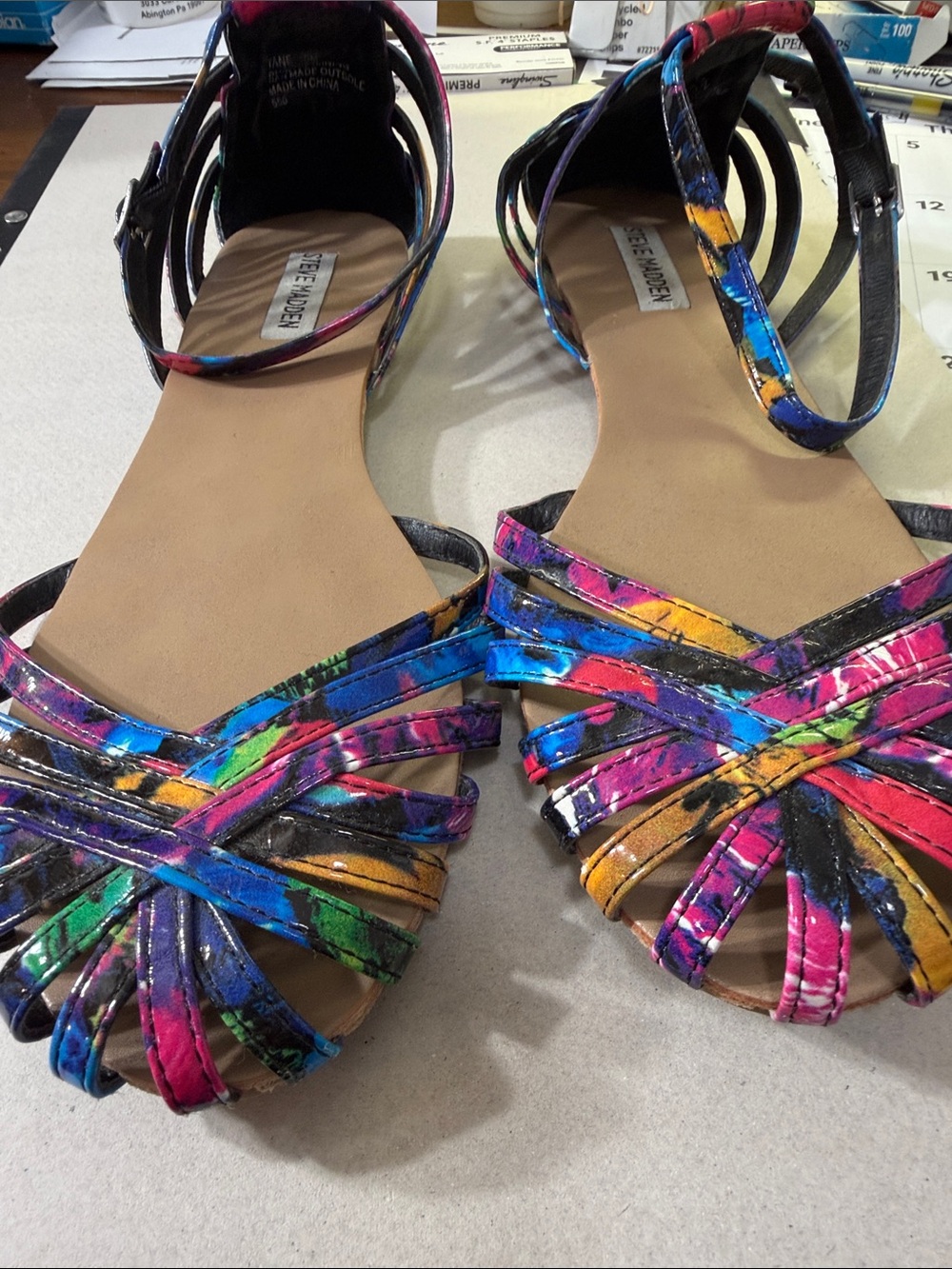 Steve Madden Multicolor Strappy Ankle‑Wrap Sandals